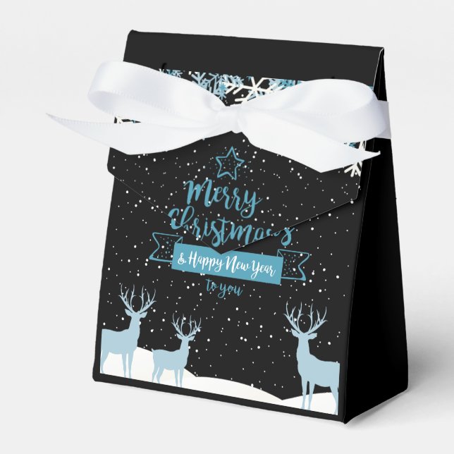 Black Blue Merry Christmas Favour Box (Front Side)