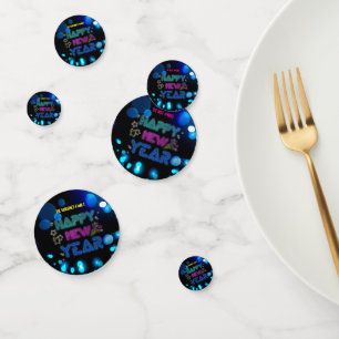 Black & Blue Midnight Sparkle Neon Glow New Year Confetti