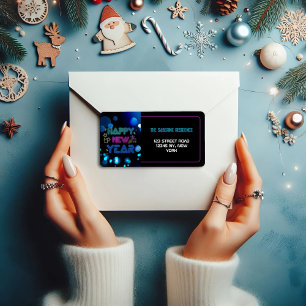 Black & Blue Midnight Sparkle Neon Glow New Year  Label