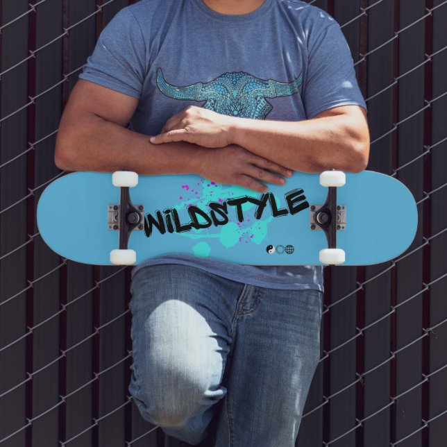 Black Blue Modern Wildstyle Skateboard (Outdoor 3)