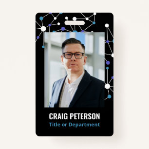 Black Blue Molecules ID Photo ID Badge