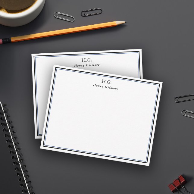 Black Blue Monogrammed Card (Creator Uploaded)