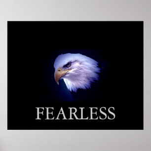 Black & Blue Motivational Fearless Eagle Poster