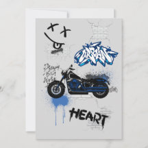 Black & blue motorbike graffiti grey