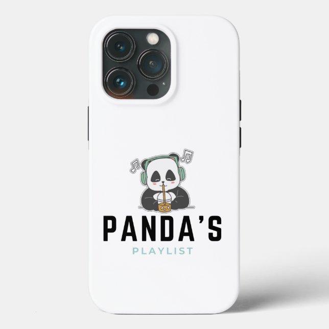 Black Blue Panda's Playlist iPhone 13 Pro Cases (Back)