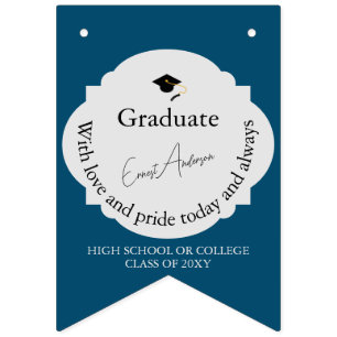 Black Blue Photo Congrats Grad Graduate Graduation Bunting