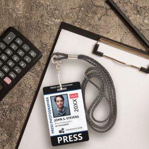 Black Blue Photo & Logo Press ID Badge