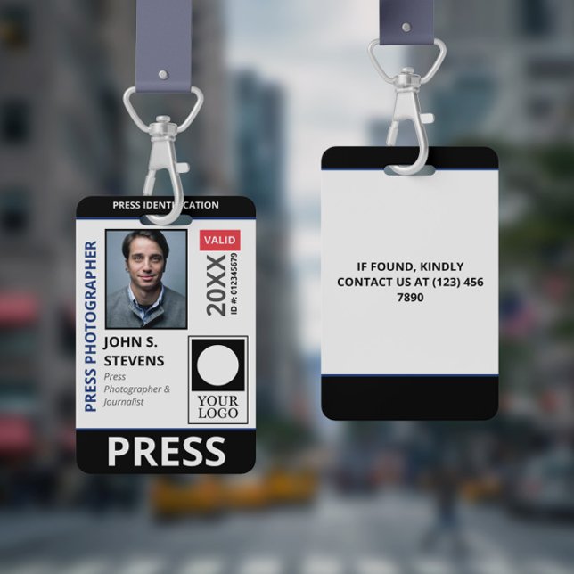 Black Blue Photo & Taller Logo Press ID Badge (Creator Uploaded)