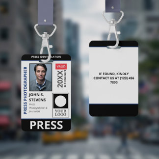 Black Blue Photo & Taller Logo Press ID ID Badge