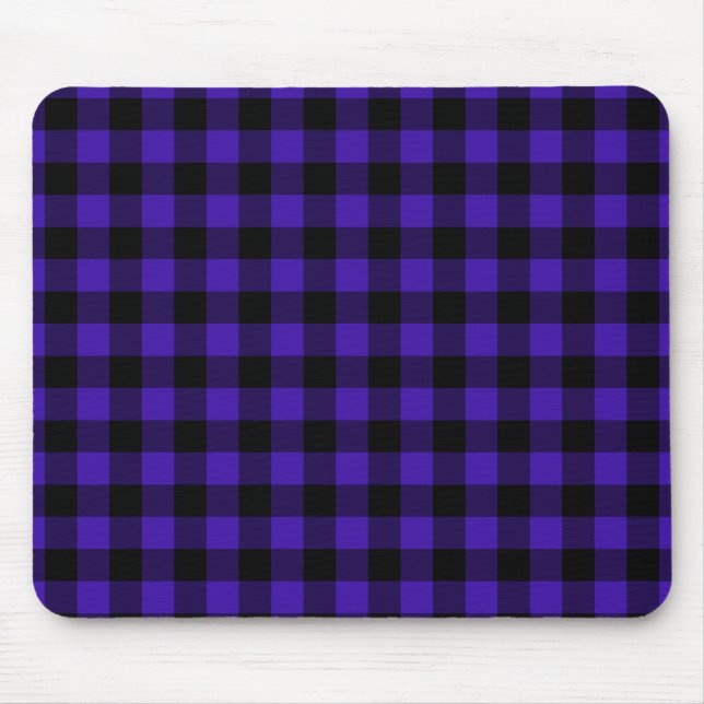 Black & Blue Plaid Checked Mouse Mat (Front)