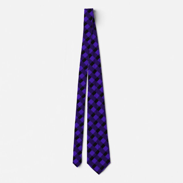 Black & Blue Plaid Checked - Tie (Back)
