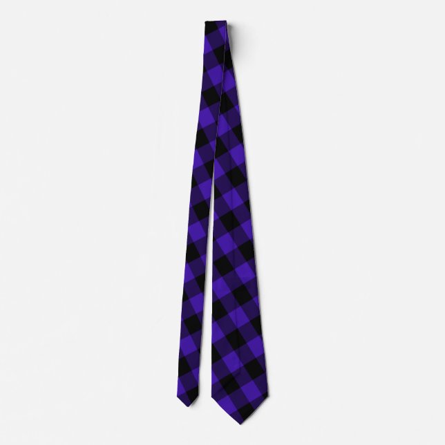 Black & Blue Plaid Checked Tie (Back)