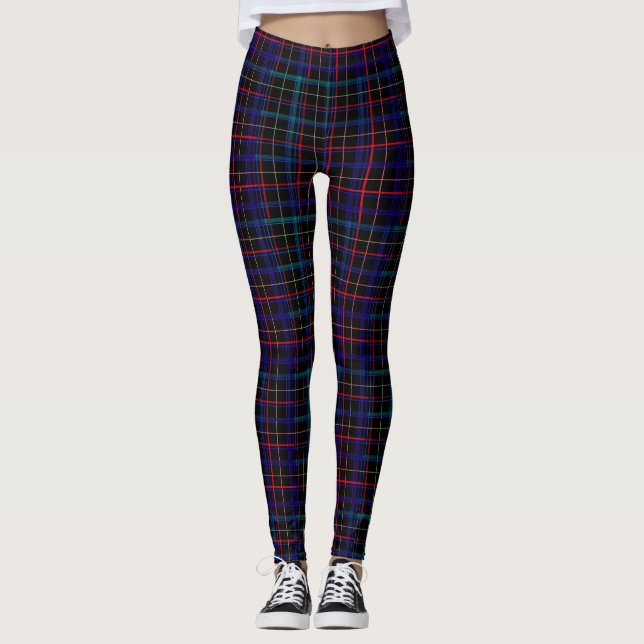 Black  Blue Plaid Leggings (Front)