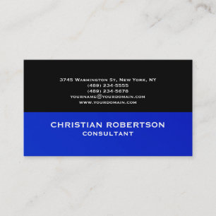 Black Blue Plain Modern Consultant Business Card