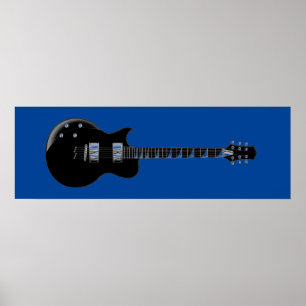 Black Blue Pop Art Electric Guitar Print