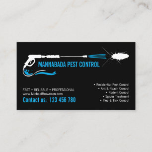 Black Blue Professional Pest Control Exterminator Business Card