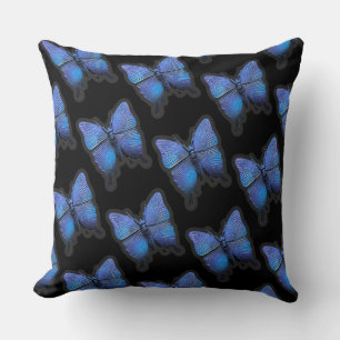 Black blue purple butterfly cushion