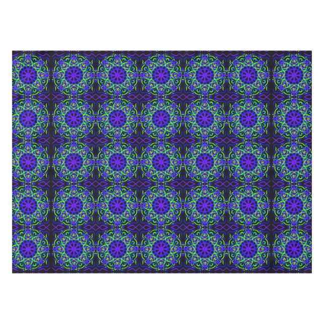 Black Blue Purple Lime Green Mechanical Drawing Tablecloth (Front (Horizontal))
