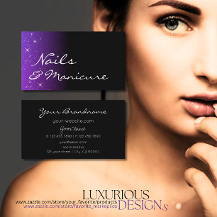 Black Blue Purple with Glitter Stars Professional Business Card