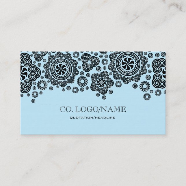 Black & Blue Random Circles Pattern Business Card (Front)