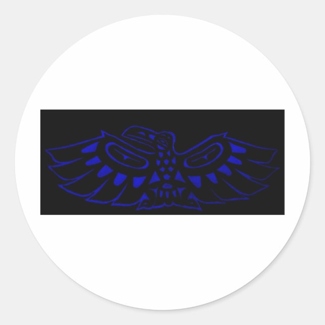 Black Blue Raven Classic Round Sticker (Front)