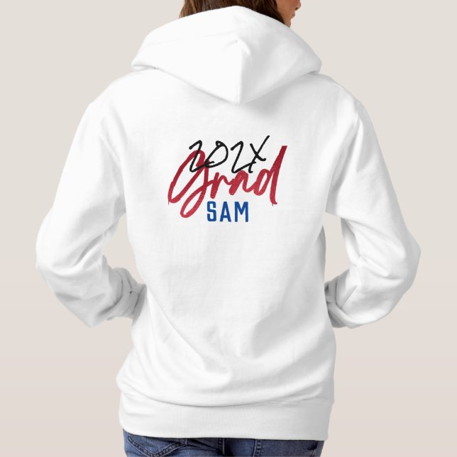Black Blue Red Gold Foil Grad Year Custom Chic Hoodie (Back)