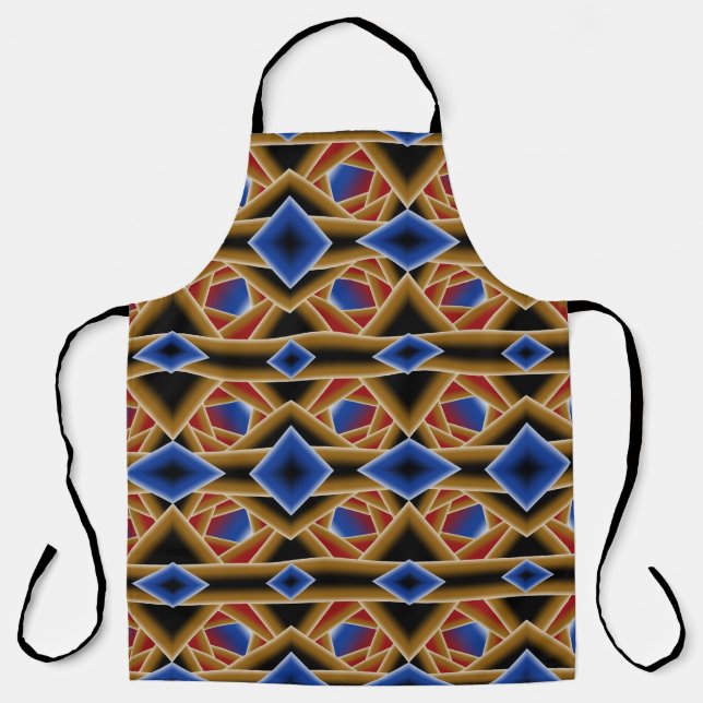 Black Blue Red Gold Ombre Abyss Abstract Art Apron (Front)