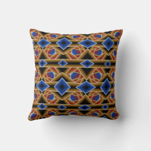 Black Blue Red Gold Ombre Abyss Abstract Art Cushion