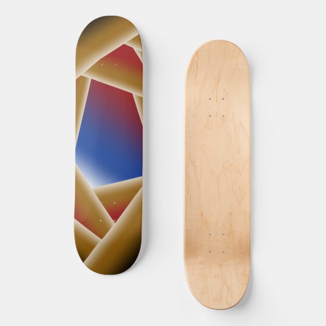 Black Blue Red Gold Ombre Abyss Abstract Art  Skateboard (Front)