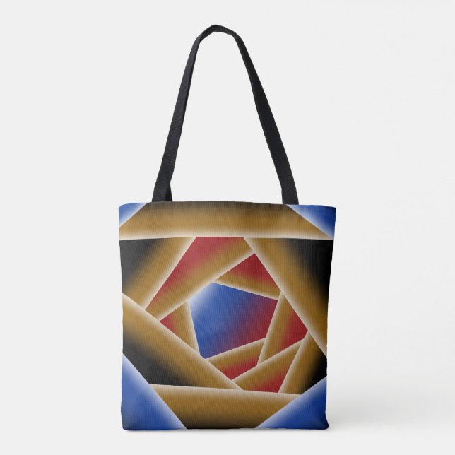 Black Blue Red Gold Ombre Abyss Abstract Art Tote Bag (Back)