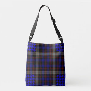 Black Blue Red Tartan Plaid Houndstooth Crossbody Bag