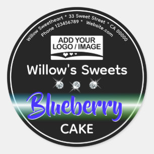Black Blue Rhinestone Cupcake Cake Pastry Label