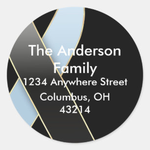 Black & Blue Ribbon Address Labels