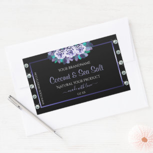 Black Blue Roses Product Packaging Labels Diamonds