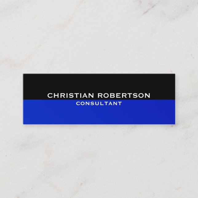 Black Blue Skinny Modern Consultant Business Card (Front)