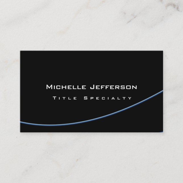 Black Blue Spiral Pattern Trendy Business Card (Front)