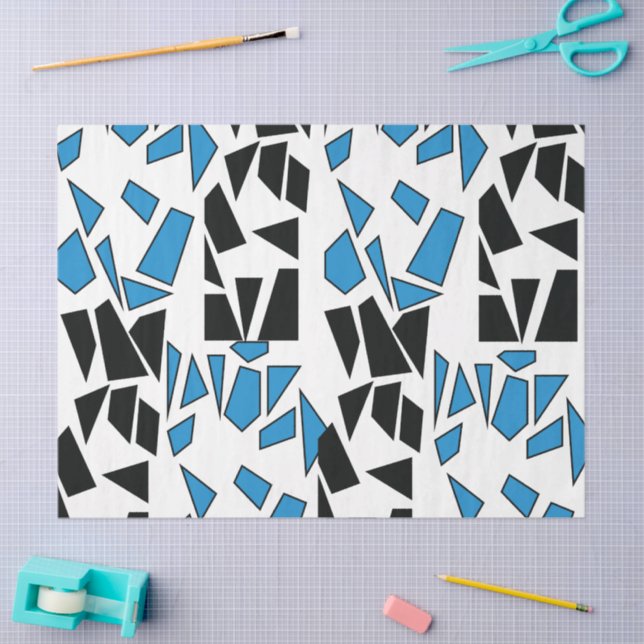 Black Blue Stained Glass Pattern Tissue Paper (Craft)