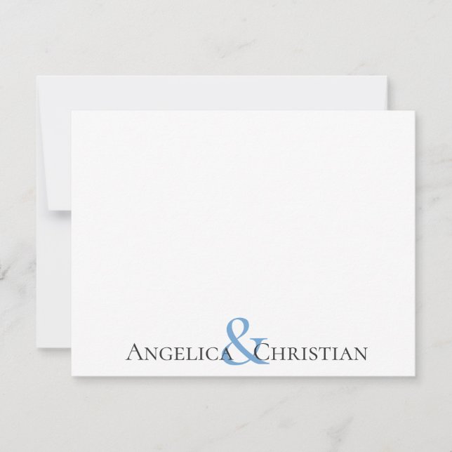 Black Blue Stripes Couples Personalised Stationery Card (Front)