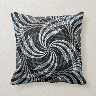 Black Blue Swirl Throw Pillow