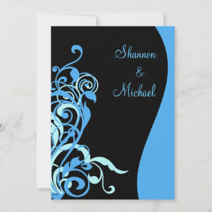 Black Blue Swirl Wedding Invitation