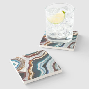 Black Blue Terracotta White Gold Agate Geode Stone Coaster
