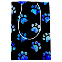 Black Blue Textured Paw Print Pattern