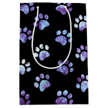 Black Blue Textured Paw Print Pattern