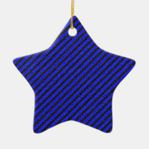 Black Blue Thin Diagonal Stripes Ceramic Tree Decoration