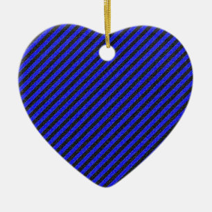Black Blue Thin Diagonal Stripes Ceramic Tree Decoration