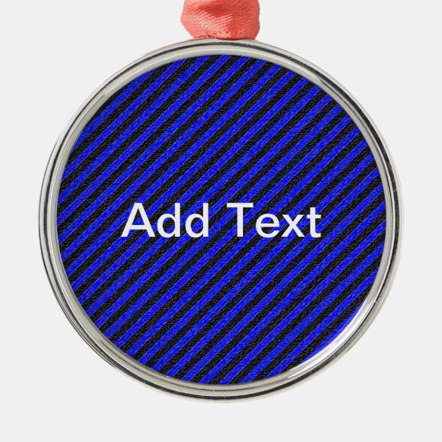 Black Blue Thin Diagonal Stripes Metal Tree Decoration (Front)