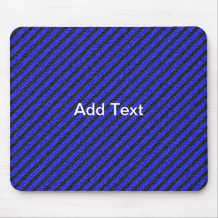 Black Blue Thin Diagonal Stripes Mouse Mat
