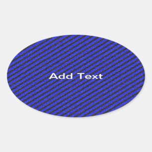 Black Blue Thin Diagonal Stripes Oval Sticker