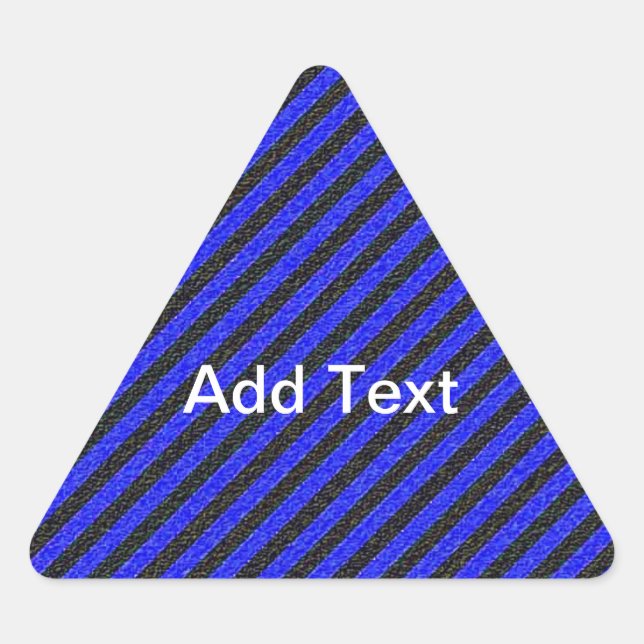 Black Blue Thin Diagonal Stripes Triangle Sticker (Front)