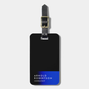 Black Blue Trendy Modern Minimalist Simple Luggage Tag